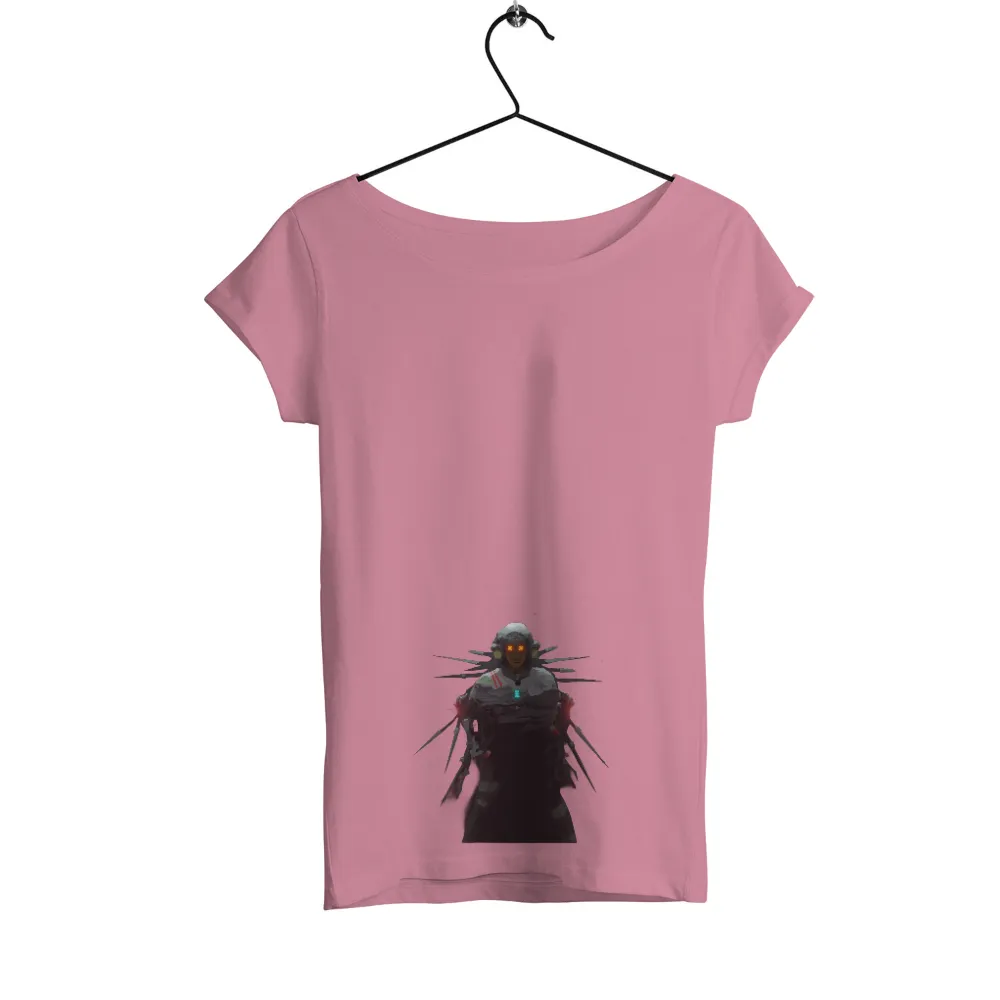 Graphic Tees: Cyberpunk Warrior with Glowing Red Eyes|cyberpunk warrior