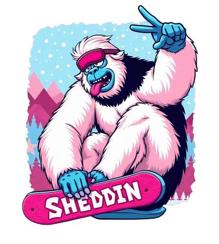 Custom Tee Shirts: Yeti Snowboarding Adventure