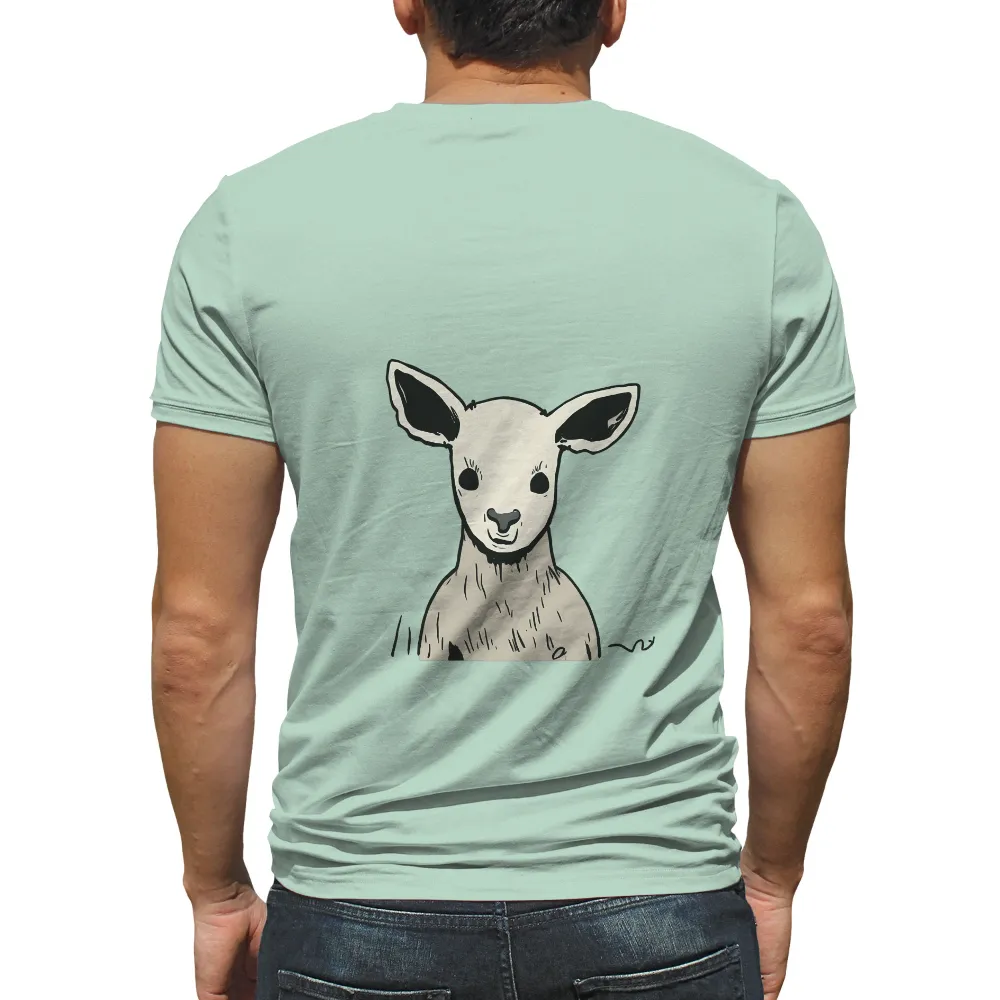 T-Shirts Pattern: Innocent Lamb in Minimalist Design|graphpaper fine wool tropical stand collar shirt