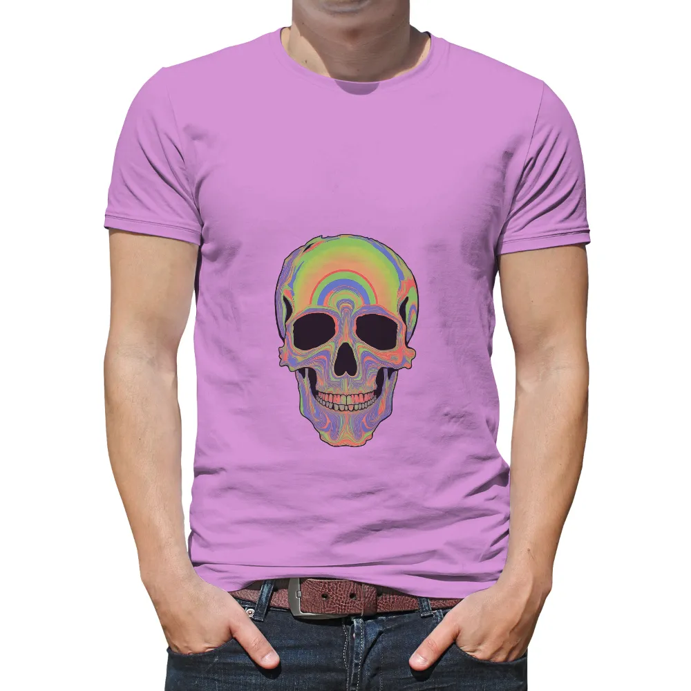 Tee Shirt Printing: Psychedelic Skull - Vibrant Colors and Deep Emotions|daddy jersey rainbow