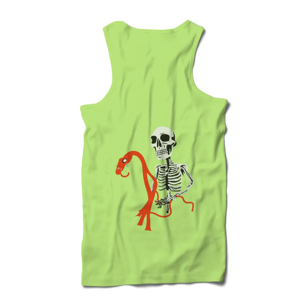 Graphic Tees: Skeleton & Flamingo - Macabre Whimsy| life and death symbolism