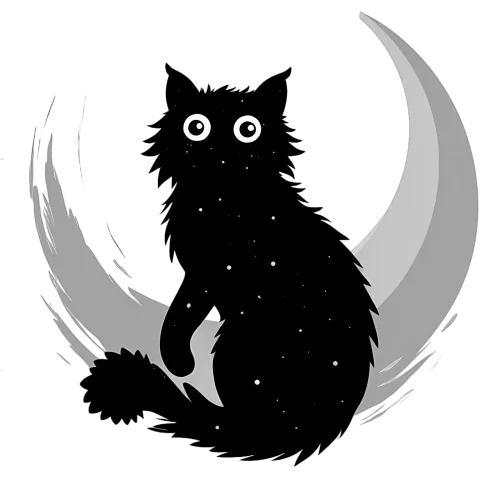 Custom Tee Shirts: Black Cat and Crescent Moon Silhouette