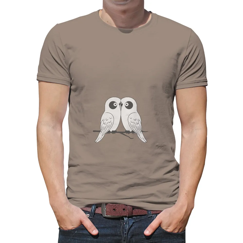 Minimalist Vintage Graphic with Adorable Owls Embracing Companionship|vintage beer shirts womens