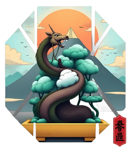 Shirts Graphic Tees: Mythical Dragon Bonsai Art