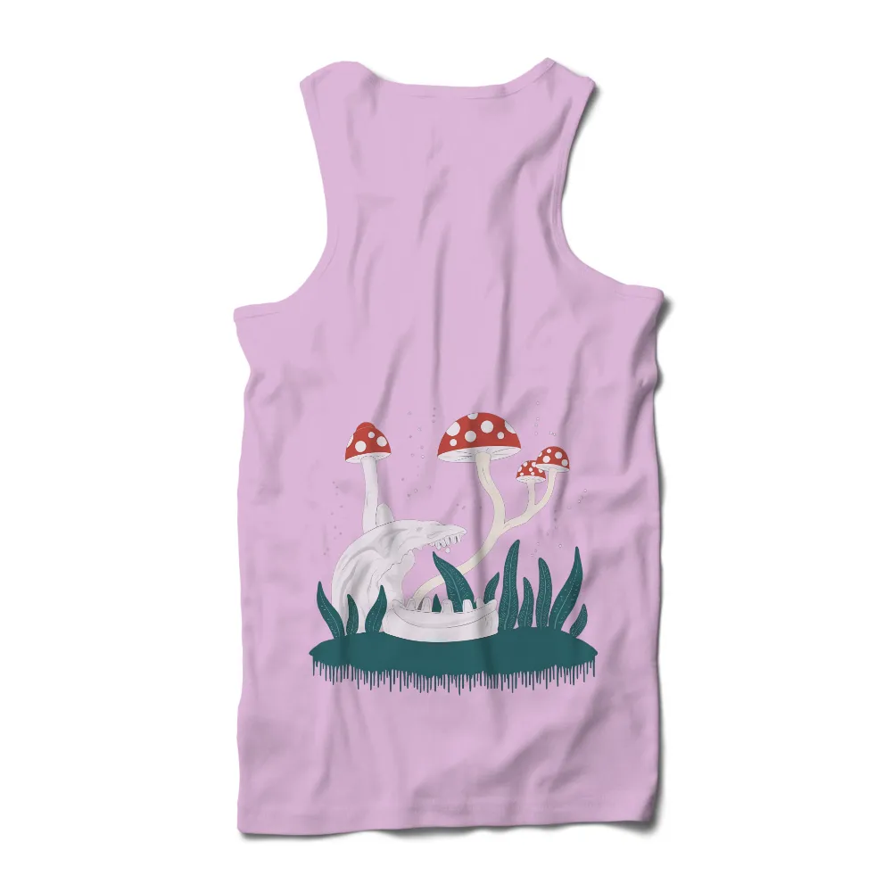 Tee Shirts Printed: Enchanted Forest Skull with Glowing Mushrooms|final fantasy tifa cut shirt