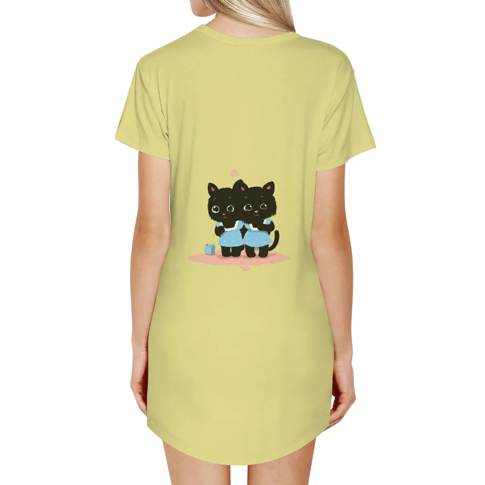 Shirts Graphic Tees: Adorable Kittens in Blue Dresses| kittens expressing joy