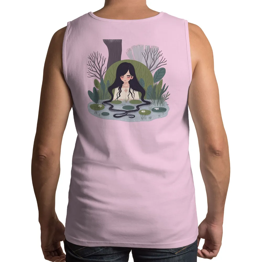 T-Shirts Pattern: Luna's Heart in the Forest Pond|t shirt with rainbow heart