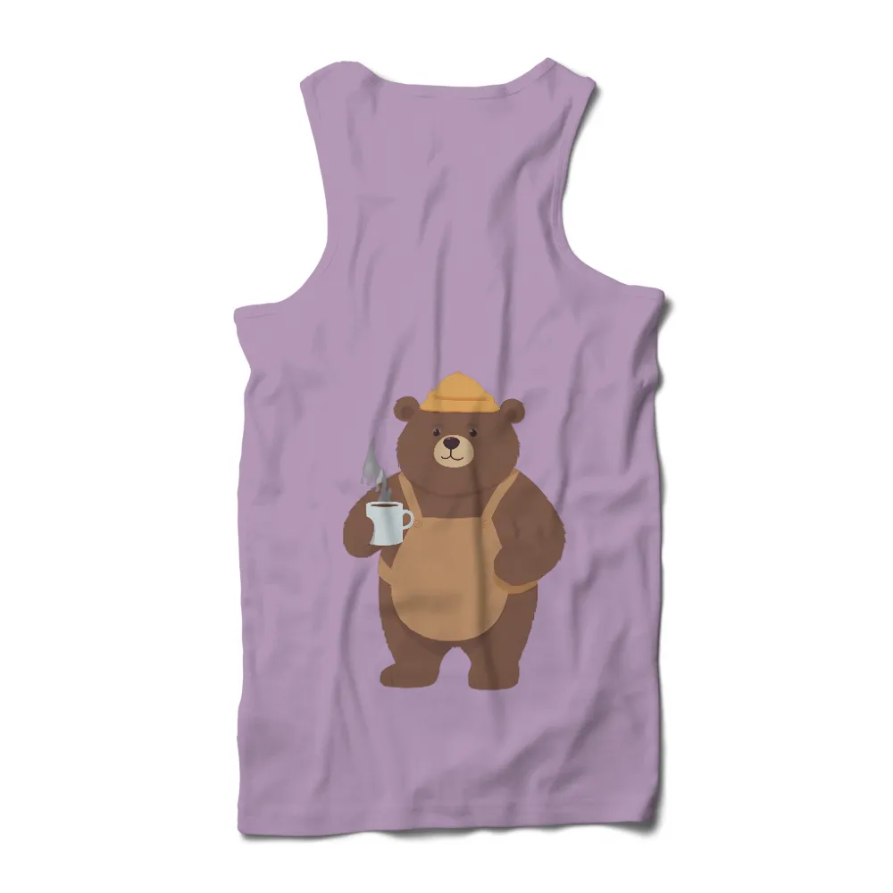 Customized Tee Shirts: Bruno the Bear with Coffee - Vintage & Retro Style|70s retro tshirts