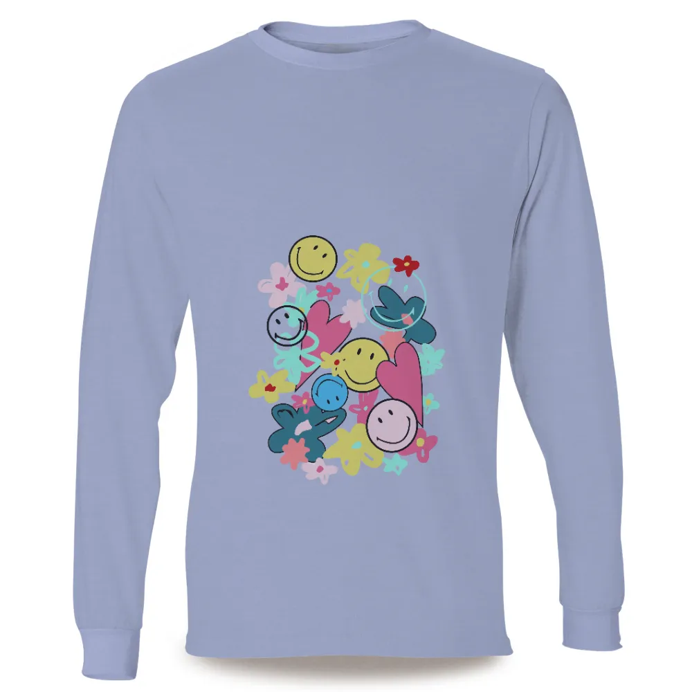 T-Shirts Design: Spread Joy with Smiley Faces and Vibrant Flowers|i love hot moms sweat shirt