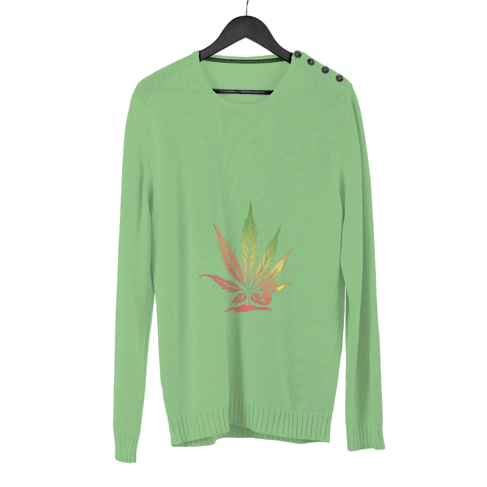 T-Shirts Design: Vibrant Cannabis Leaf - Artistic Expression of Life Moments|shirt unique design