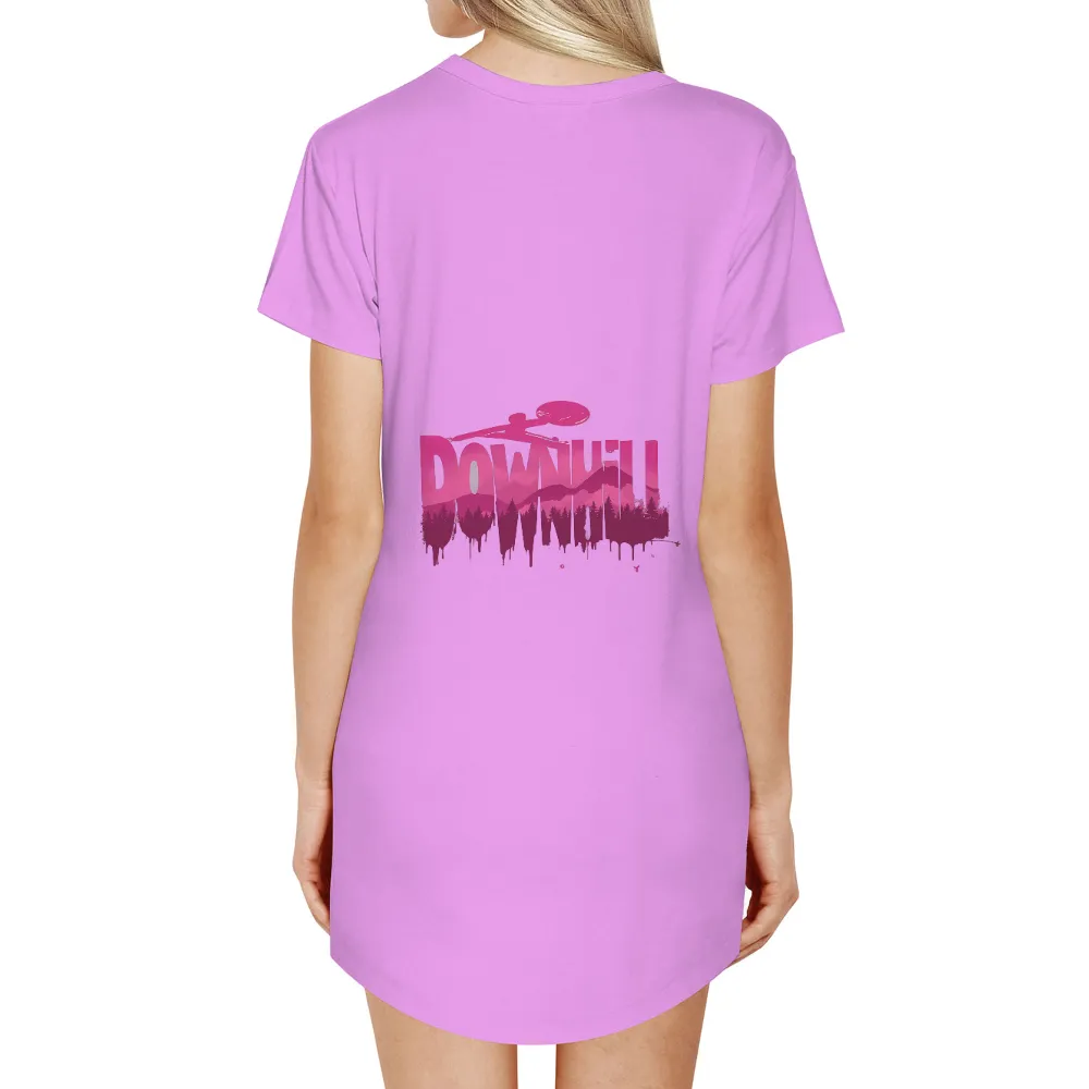 Tee Shirt Printing: Downhill Adventure in Pink Hues| extreme sports enthusiast