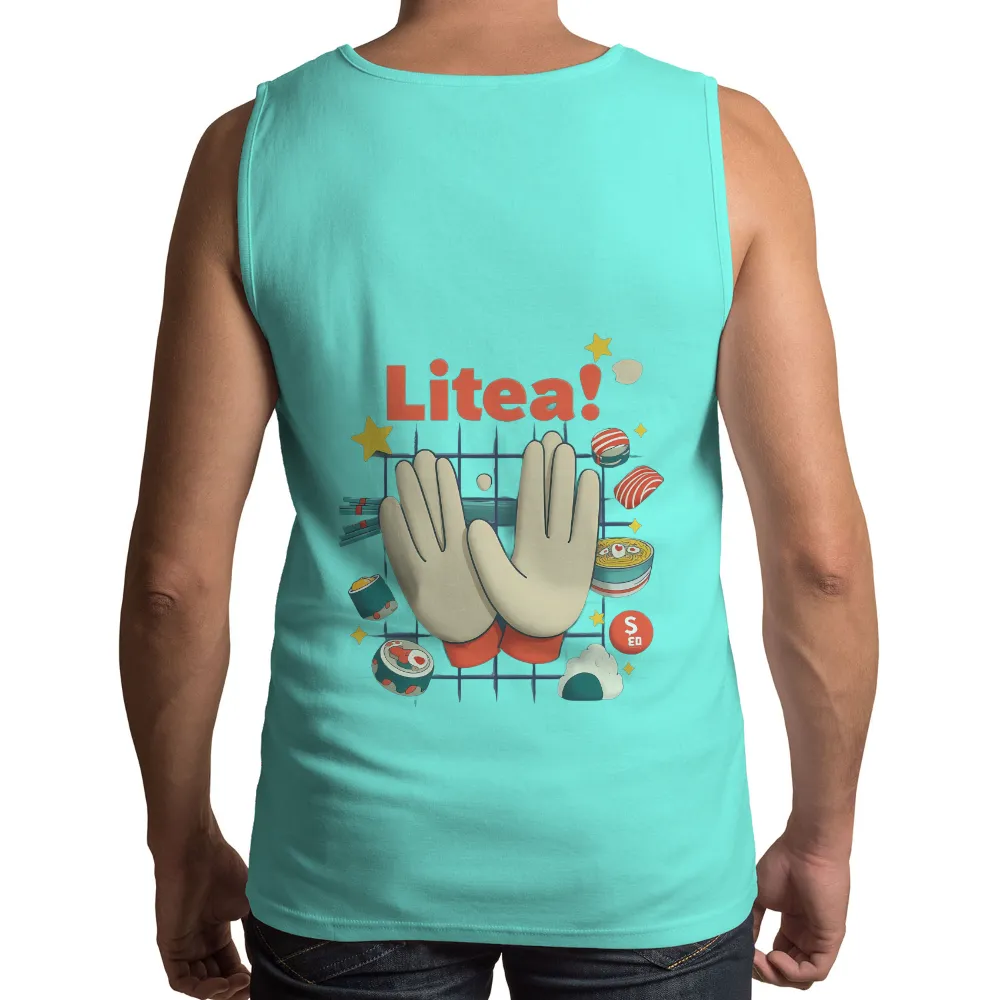 T-Shirt Printing: Litea! - Japanese Food & Cultural Symbols| festive atmosphere