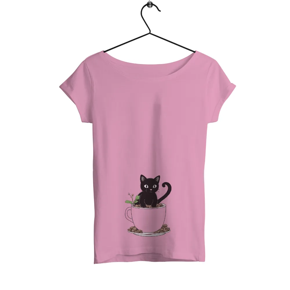 TShirt Printing: Whimsical Black Cat in a Coffee Cup - Artistic Designs|im not a morning person t shirt