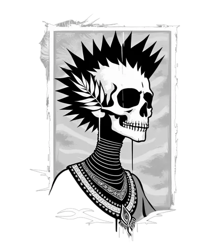 Graphic Tees: Punk Rock Skull with Palm Leaf - Artistic Design