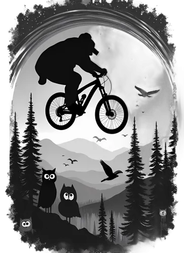 Custom Tee Shirts: Mountain Biking Adventure with Owls