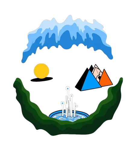 TShirt Printing: Nature's Harmony - Fountain, Mountain & Geometry