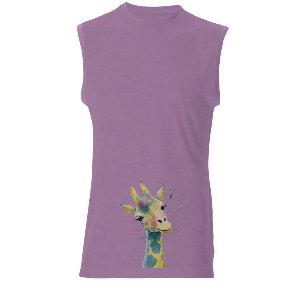 T-Shirts Design: Gigi the Dreaming Giraffe in Watercolor Splashes|the tnt smile time hour tshirt