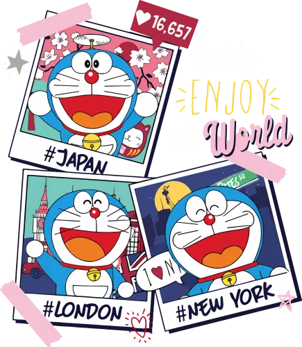 Custom T-Shirt Printing: Doraemon's Global Adventure - Travel, Fun, Joy