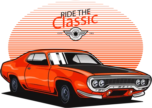 T-Shirts Pattern: Ride High Classic Muscle Car Design