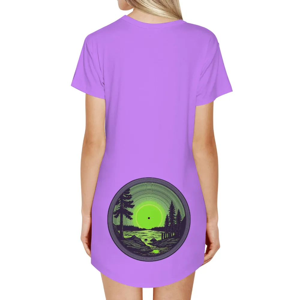 T-Shirts Custom: Nature's Tranquility - Sunset Over Lake|minecraft green shirt villager