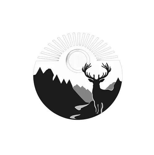 Vintage & Retro Graphic Design: Majestic Deer Amidst Mountains