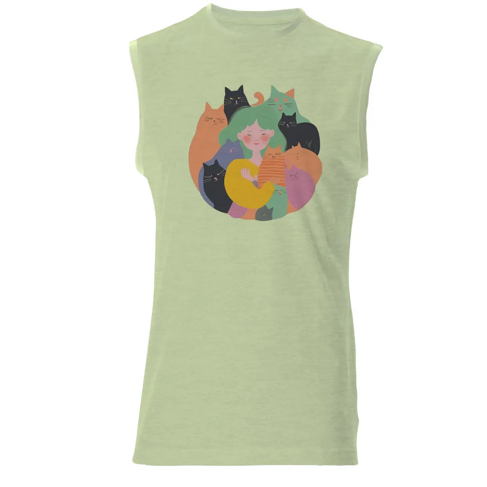 T-Shirts Pattern: Girl Surrounded by Cats - Love and Companionship|love for demar shirt nfl