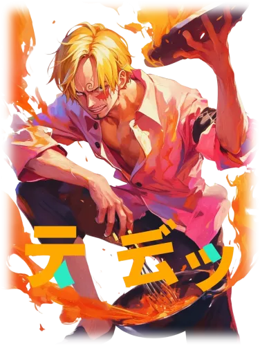 Sanji in a dynamic pose with his signature pink shirt - sanji pink shirt