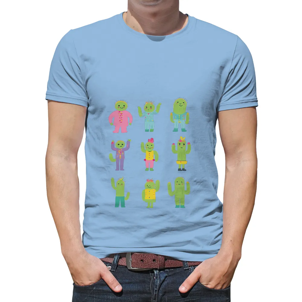 TShirt Design: Vibrant Cacti Expressing Life's Diversity|mens designer military style shirts