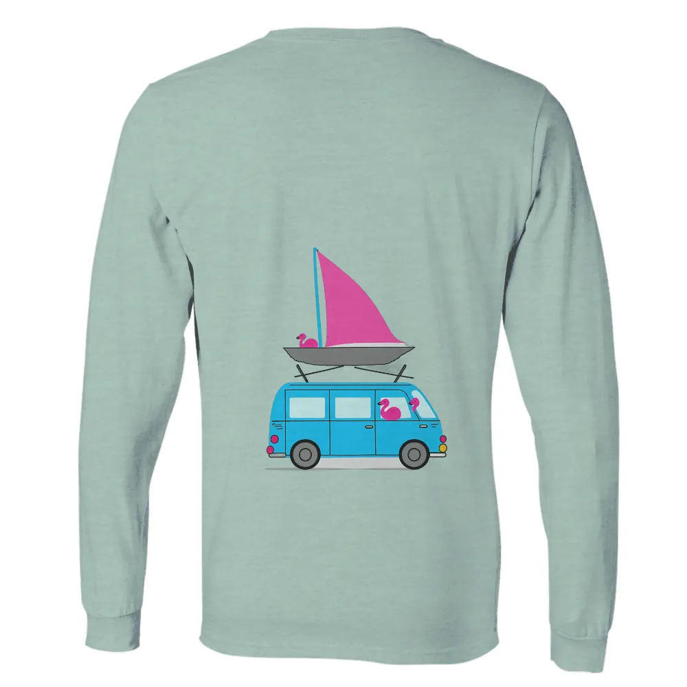 Graphic Tees: Adventure Wagon with Flamingos and Sailboat|stafford mens travel dress shirts