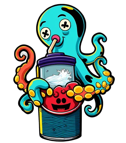 Tee Shirt Printing: Whimsical Octopus Enjoying a Refreshing Drink