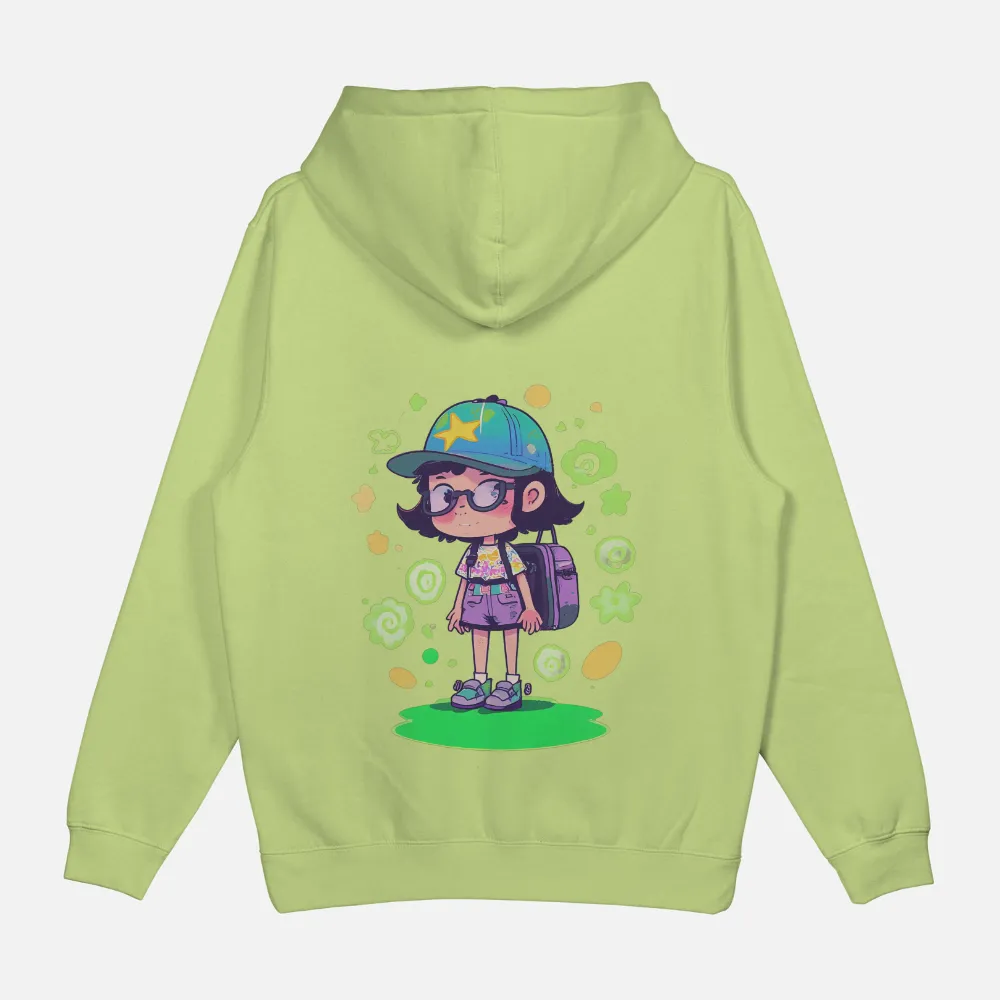 Vibrant Design with Youthful Spirit: Colorful Outfit, Blue Cap, Star, Glasses, Backpack, Whimsical Shapes|easter star wars shirt