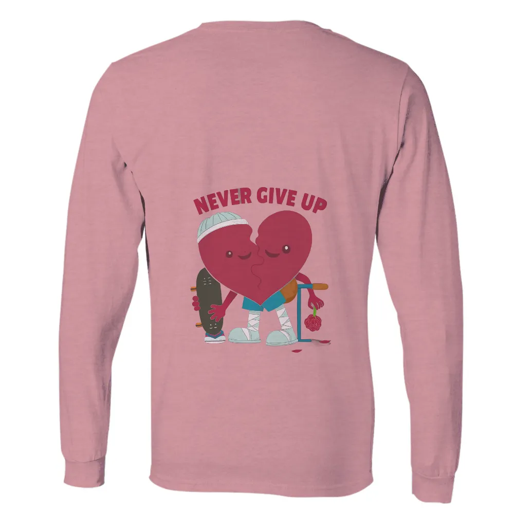 Graphic Tees: Never Give Up Heart Design| Split heart design