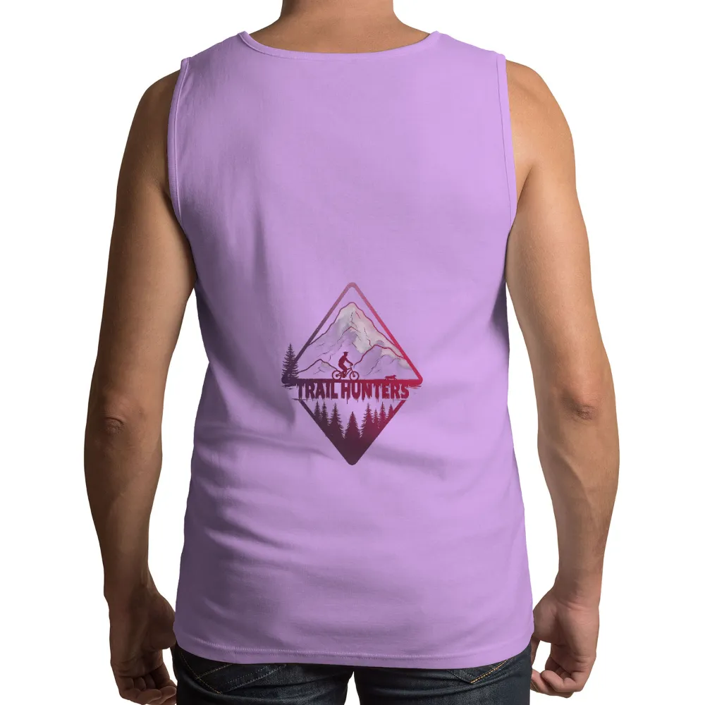 Custom Tee Shirts: Trailhunters - Adventure Awaits| deep reds and purples