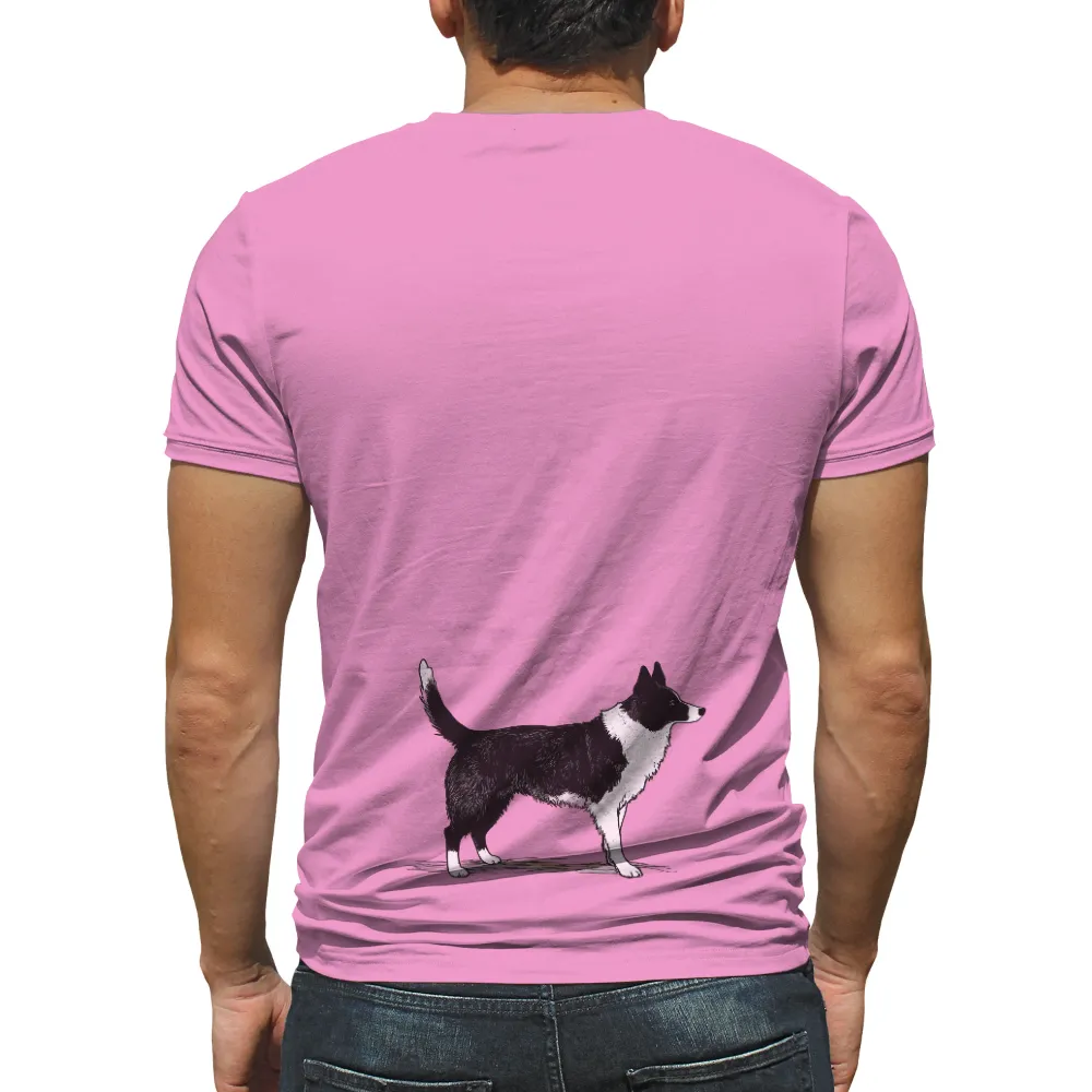 Custom T-Shirt Printing: Border Collie Silhouette - Artistic Dog Design|dog dad shirts for father's day