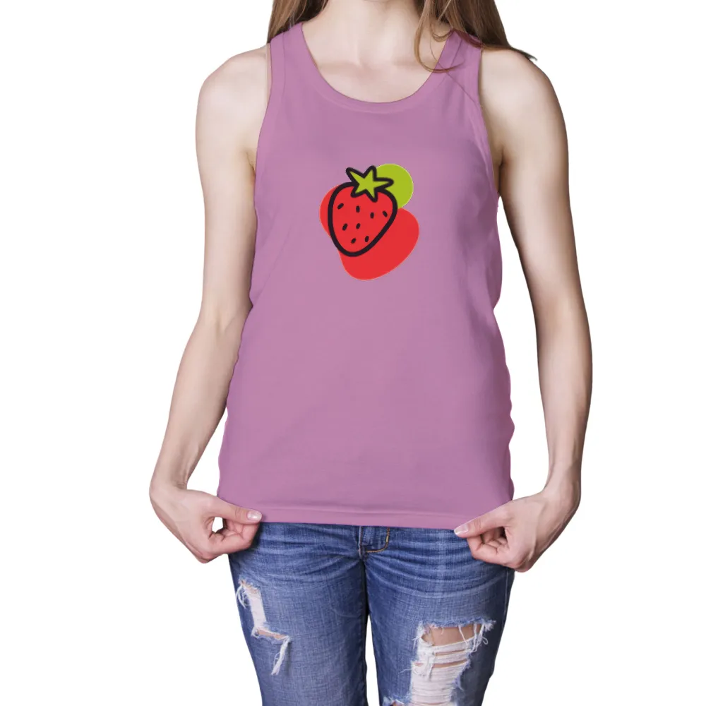 TShirt Design: Whimsical Strawberry - Joyful Summer Days| Contrasting background