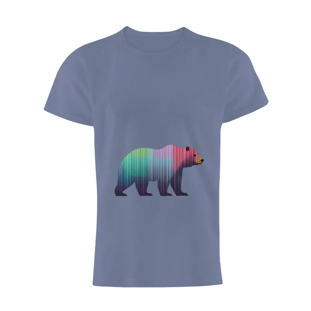 Vibrant Bear Silhouette Print: Blending Nature with Modern Art|t shirt painting on nature