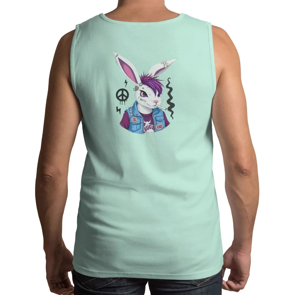 T-Shirt Printing: Punk Rock Rabbit - Artistic Design| denim vest