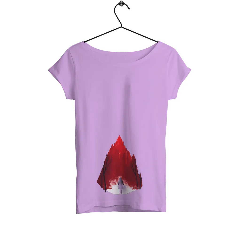 Tee Shirt Printing: Journey into the Unknown with Red Crystals|Figure facing the unknown