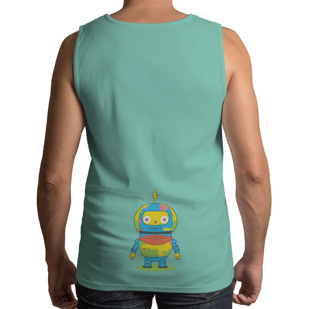 Custom Retro Robot Design with Vibrant Colors and Lightning Bolt|retro fourth of july shirts