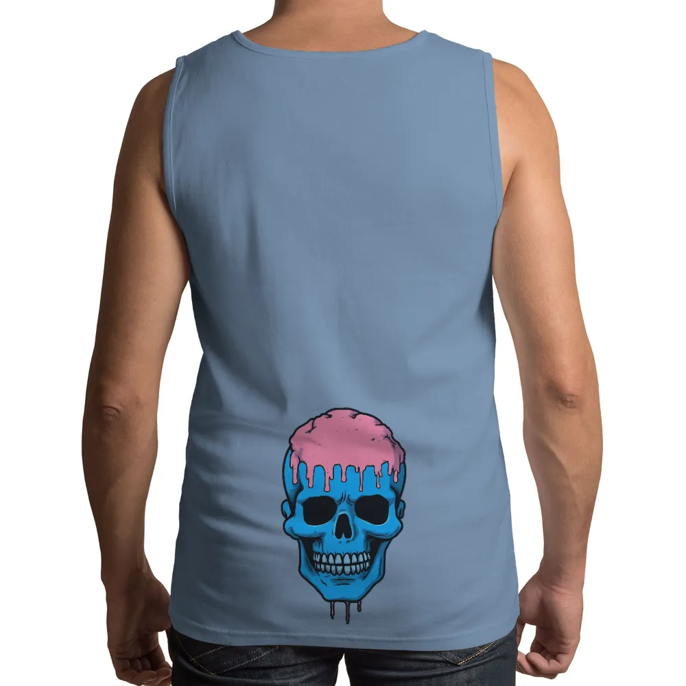 T-Shirts Custom: Melting Mind | Surreal Skull Design|Blue skull with pink melting ice cream