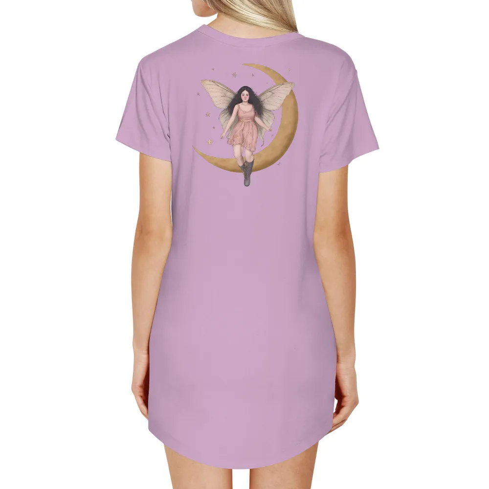 Custom Tee Shirts: Whimsical Fairy on the Crescent Moon|sun and moon t shirt kellogg's