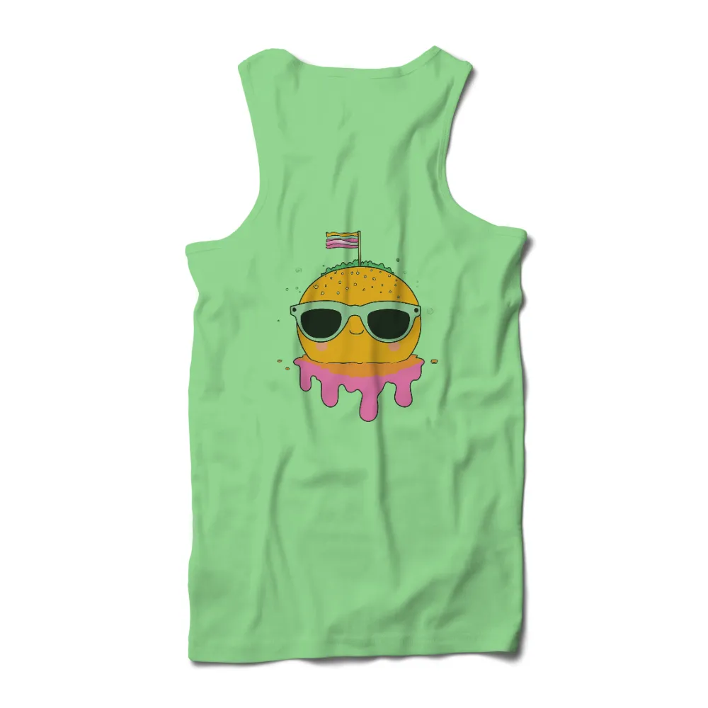 Graphic Tees: Cool Burger with Sunglasses - Funny & Whimsical Design|a fun thing to do in the morning shirt