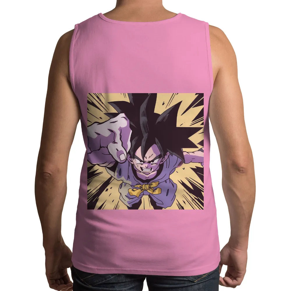 Tee Shirts Printed: Anime Character Power & Determination| Determined expression