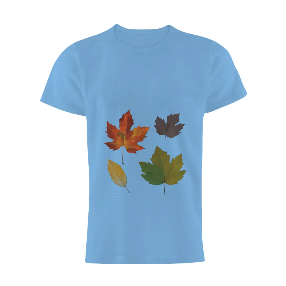 Tee Shirts Printed: Autumn Leaves - Nature's Cycle of Beauty|autumn falls white shirt