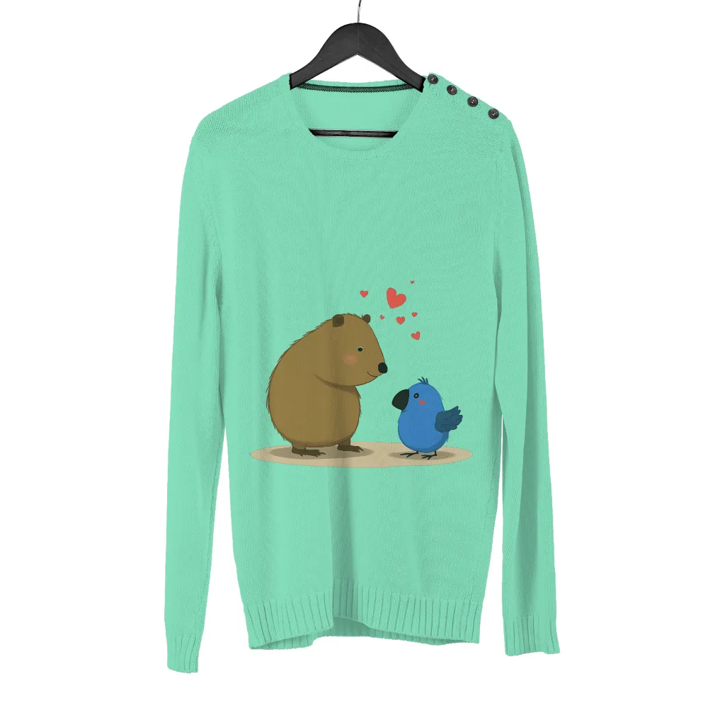 Tee Shirts Printed: Capybara and Blue Bird Friendship|love for damar t shirt nfl