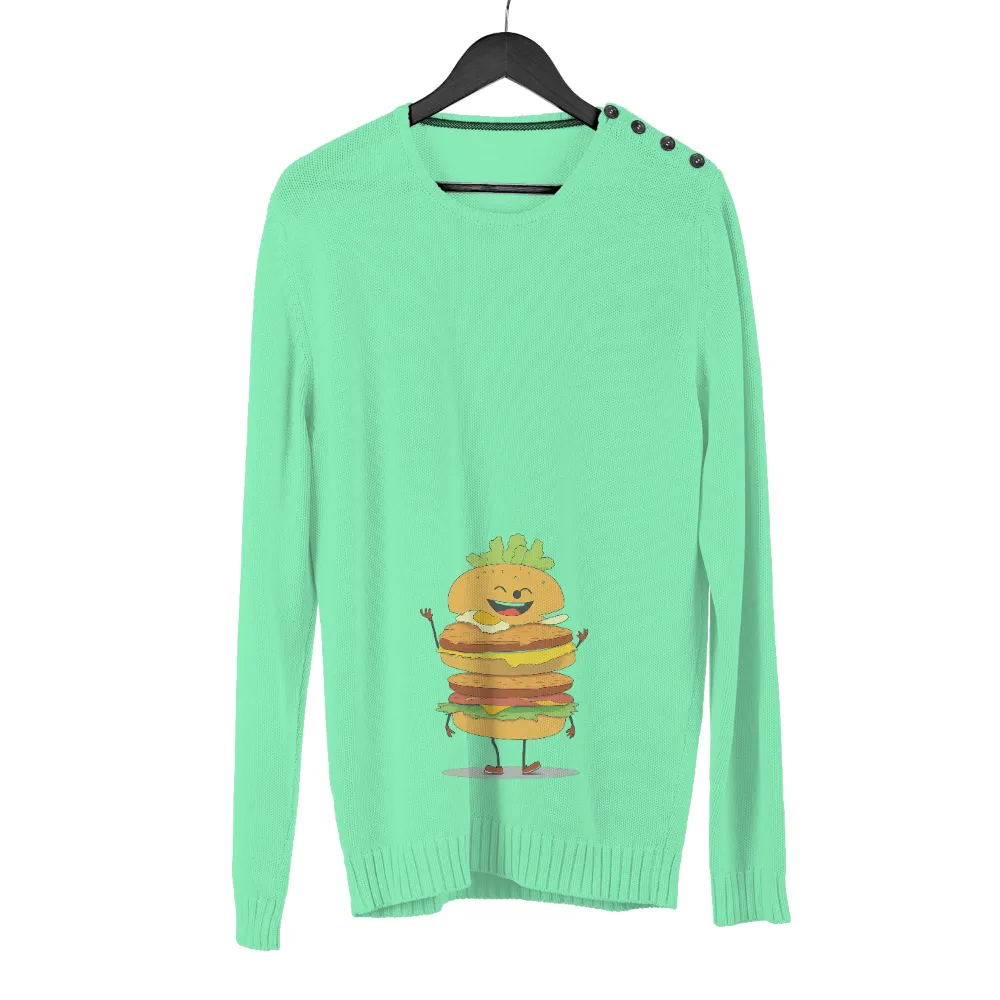 Graphic Tees: Benny the Burger - Whimsical Happiness|reel life men's long sleeve uv tee