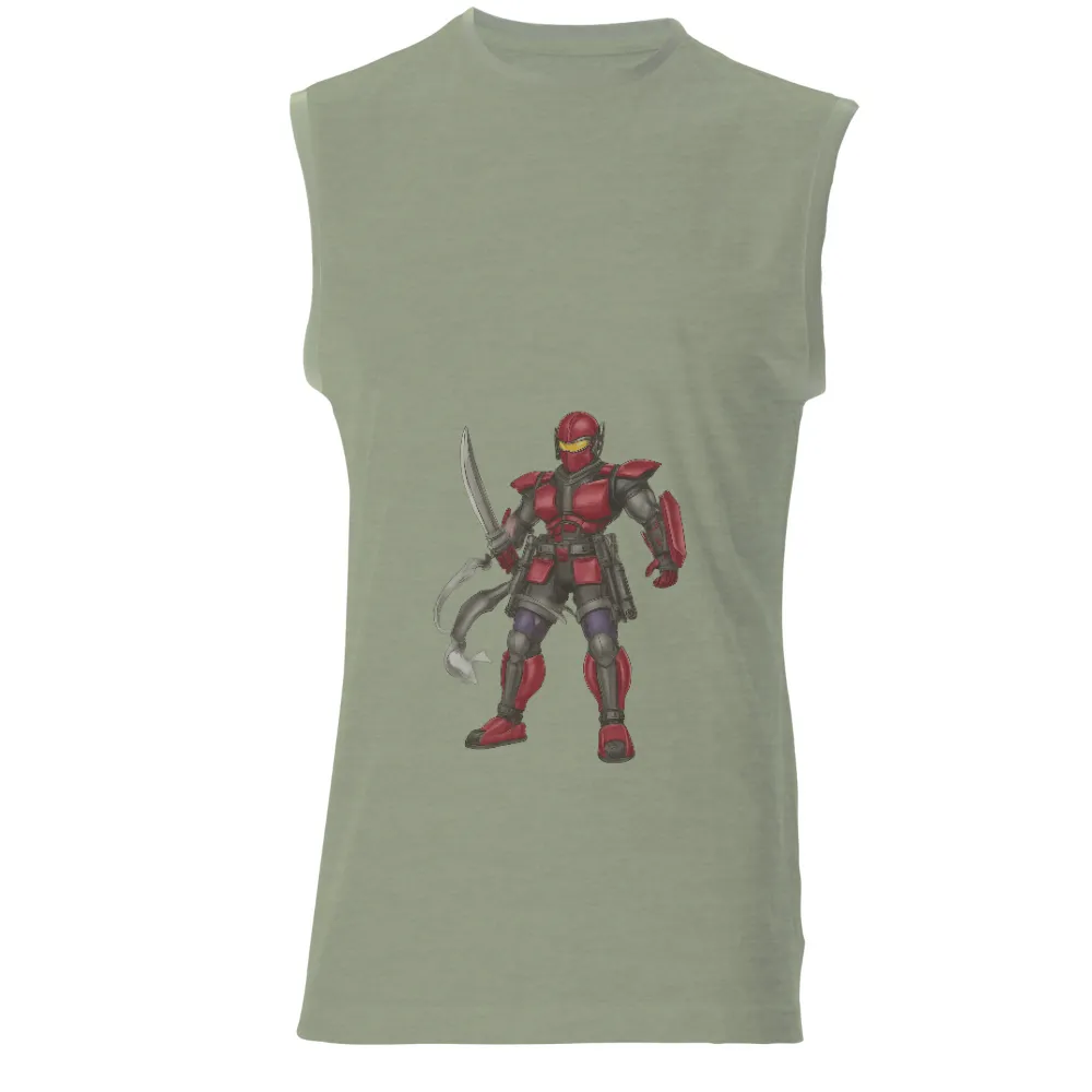 Shirts Graphic Tees: Futuristic Warrior in Red Armor|sword art online pants