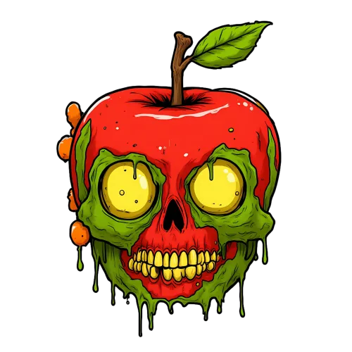 Custom T-Shirt Printing: Apple Skull Horror Design for Halloween