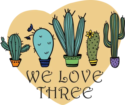 T-Shirts Custom: We Love Three - Cactus Heart Design