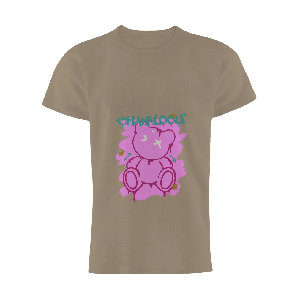 Graphic Tees: Pink Teddy Bear Street Art Design|mq graffiti